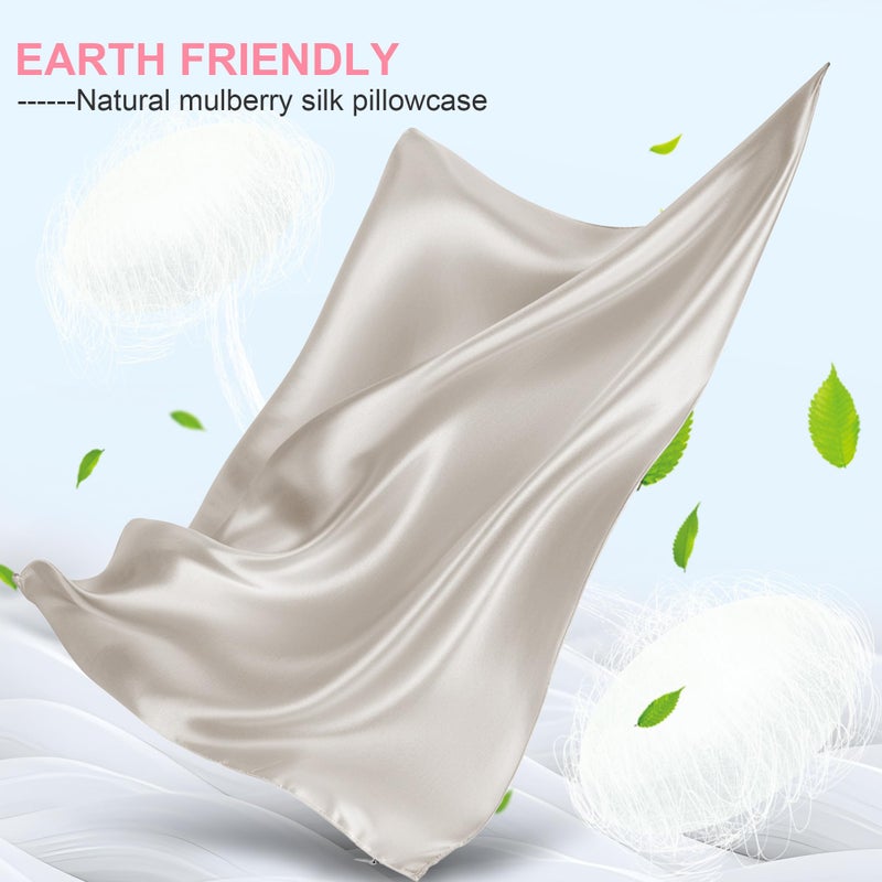 LYSHIN Mulberry Silk Pillow Cases Standard Size with Hidden Zipper  Ultra Smooth and Soft Breathable Cooling Silk Satin Pillowcase for Hair and Skin  Gifts for Women Men (Beige  20x26 Inches  1 Pack) - Image 2